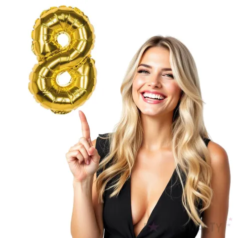 balon foliowy cyfra 8 zloty boland 14 dgt