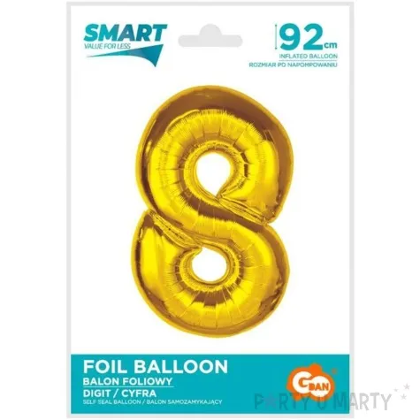 balon foliowy cyfra 8 zloty godan 36 dgt