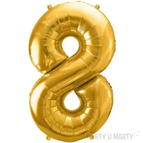 balon foliowy cyfra 8 zloty partydeco 34 dgt