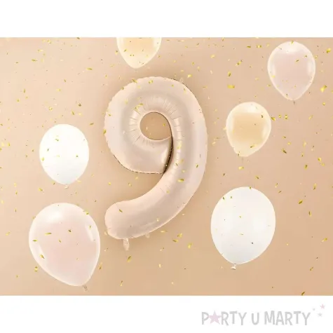 balon foliowy cyfra 9 bezowy ciemny partydeco 34 dgt