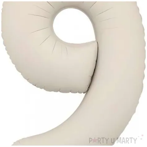 balon foliowy cyfra 9 bezowy matowy dekoracja na urodziny 34 dgt
