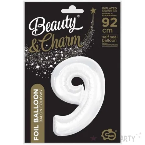 balon foliowy cyfra 9 bialy godan 36 dgt