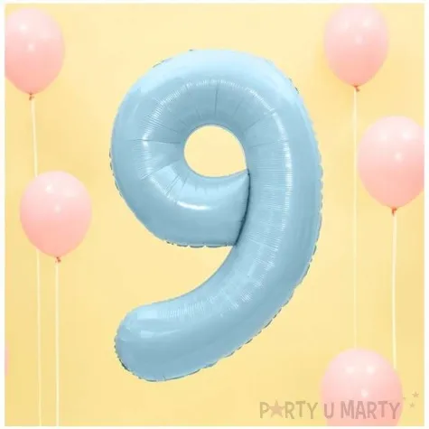 balon foliowy cyfra 9 blekitny partydeco 34 dgt