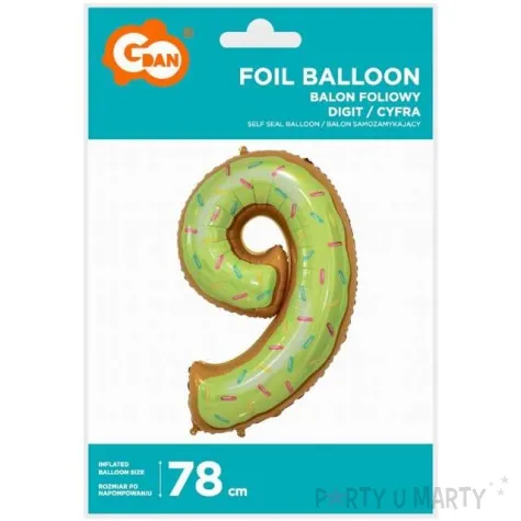 balon foliowy cyfra 9 ciasteczko godan 31 dgt