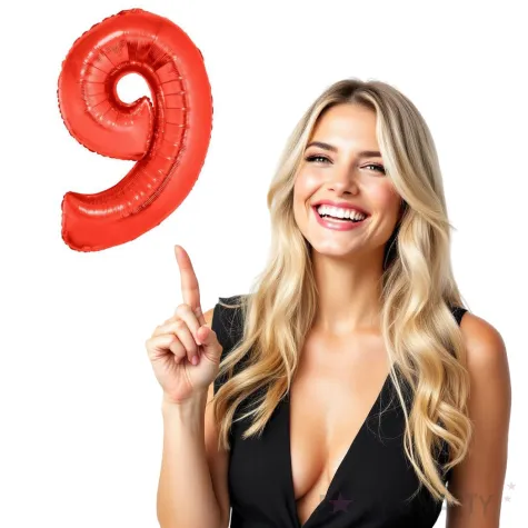 balon foliowy cyfra 9 czerwony funny fashion 40 dgt