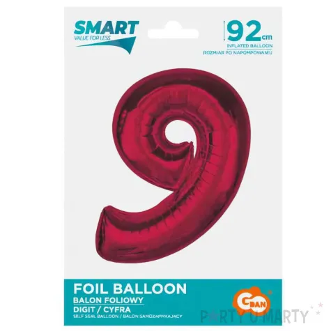 balon foliowy cyfra 9 czerwony godan 36 dgt