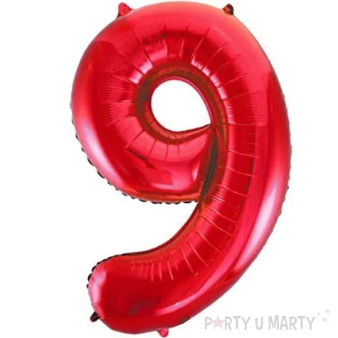 balon foliowy cyfra 9 czerwony unique 34 dgt