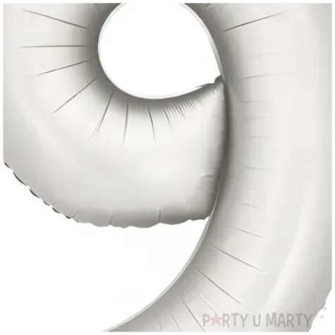 balon foliowy cyfra 9 dekoracja na urodziny srebrny matowy 34 dgt