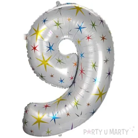 balon foliowy cyfra 9 gwiazdki oem 40 dgt