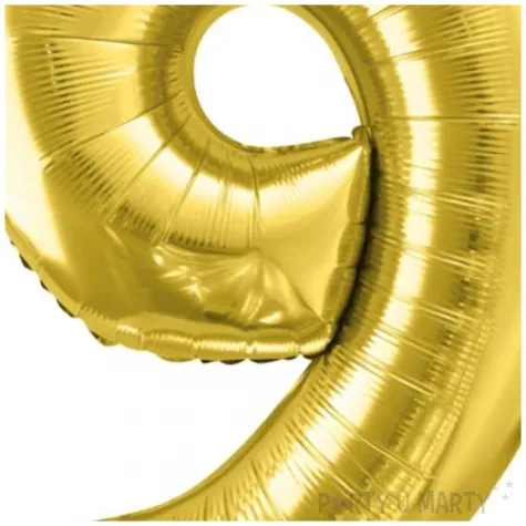 balon foliowy cyfra 9 jasnozloty partydeco 34 dgt