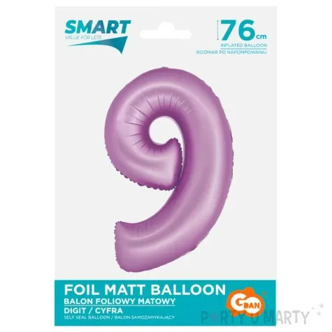 balon foliowy cyfra 9 lawendowy matowy godan 30 dgt