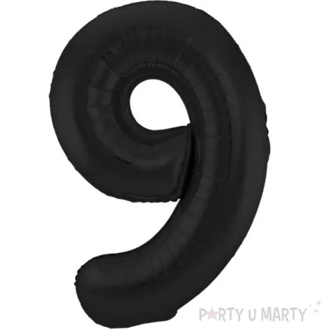 balon foliowy cyfra 9 metaliczny mat czarny folat 34 dgt