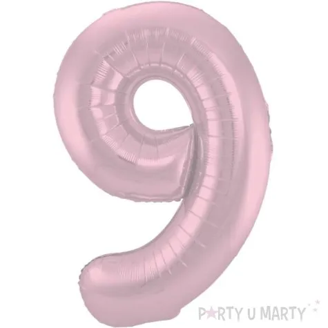 balon foliowy cyfra 9 metaliczny mat rozowy pastelowy folat 34 dgt