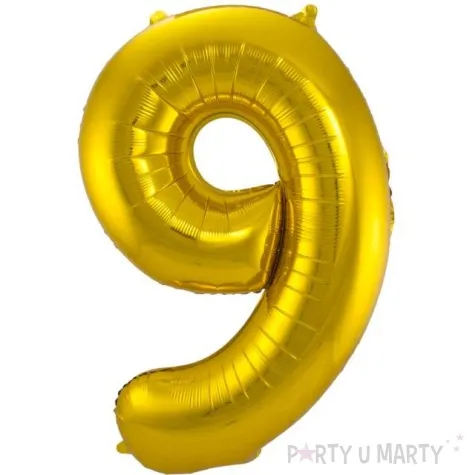 balon foliowy cyfra 9 metaliczny zloty folat 34 dgt