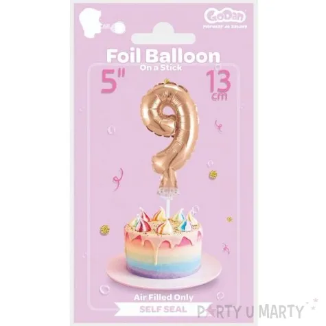 balon foliowy cyfra 9 micro rozowe zloto godan 5 dgt