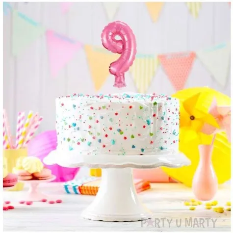 balon foliowy cyfra 9 micro rozowy godan 5 dgt