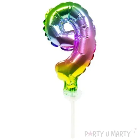 balon foliowy cyfra 9 micro teczowy folat 5 dgt