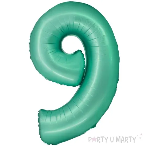 balon foliowy cyfra 9 mietowy matowy godan 30 dgt