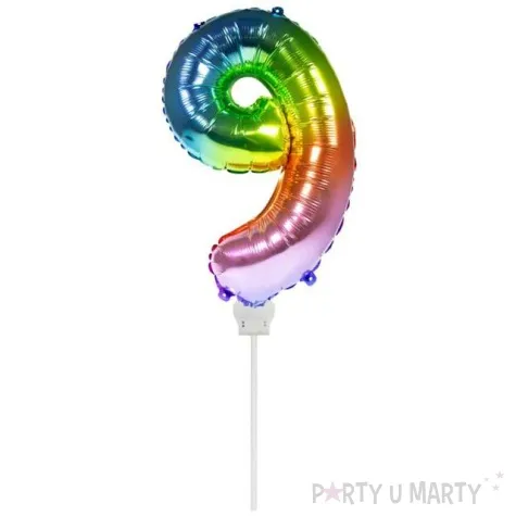 balon foliowy cyfra 9 mini teczowy folat 14 dgt