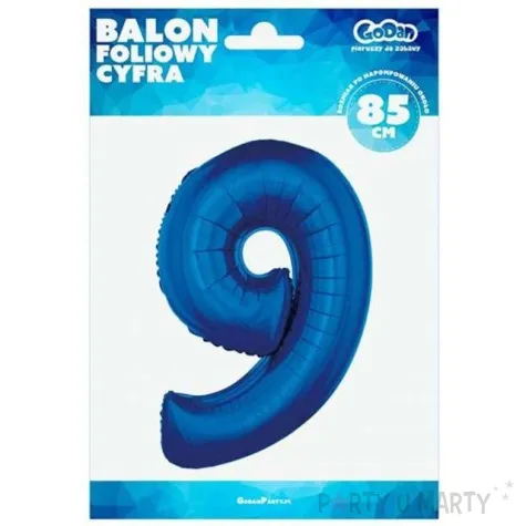 balon foliowy cyfra 9 niebieski godan 34 dgt