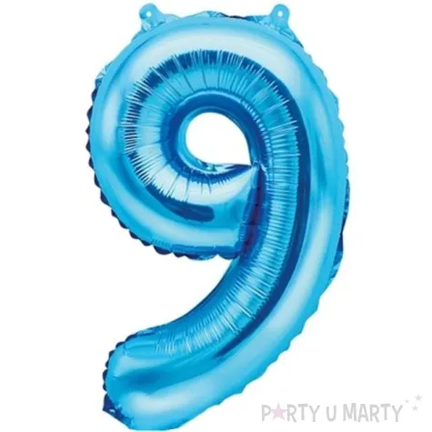 balon foliowy cyfra 9 niebieski partydeco 14 dgt
