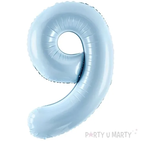 balon foliowy cyfra 9 pastel blekitny partydeco 34 dgt