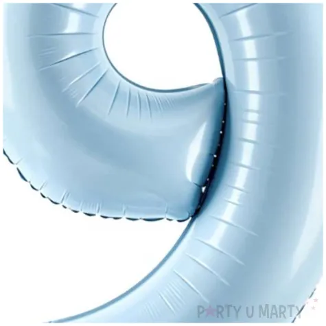 balon foliowy cyfra 9 pastel blekitny partydeco 34 dgt