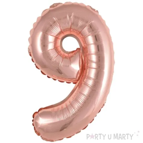 balon foliowy cyfra 9 rozowe zloto 15 dgt