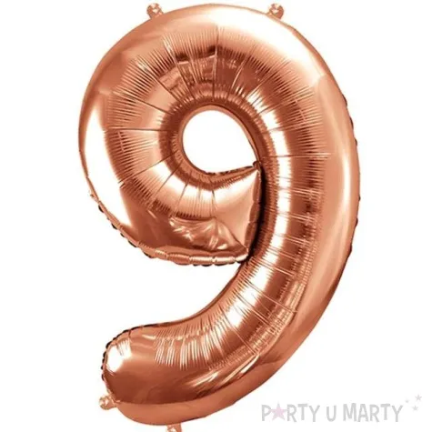balon foliowy cyfra 9 rozowe zloto partydeco 34 dgt