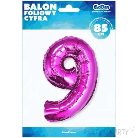 balon foliowy cyfra 9 rozowy godan 34 dgt