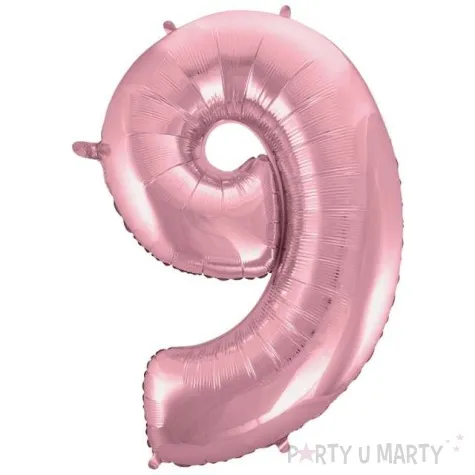 balon foliowy cyfra 9 rozowy jasny godan 45 dgt