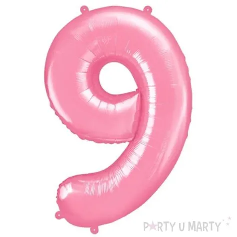 balon foliowy cyfra 9 rozowy jasny partydeco 34 dgt
