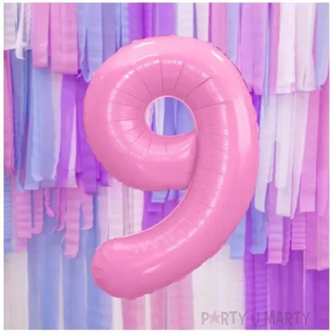 balon foliowy cyfra 9 rozowy jasny partydeco 34 dgt