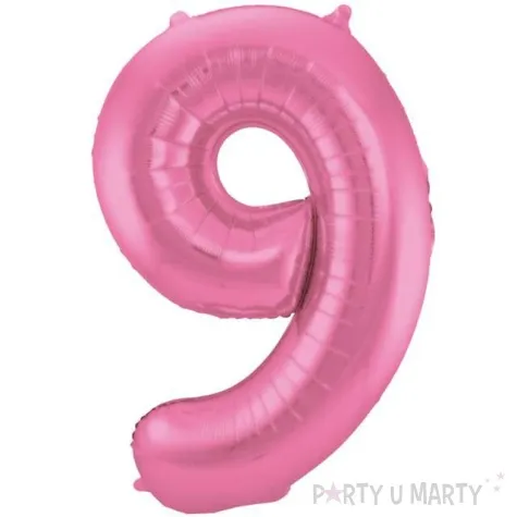 balon foliowy cyfra 9 rozowy mat folat 34 dgt