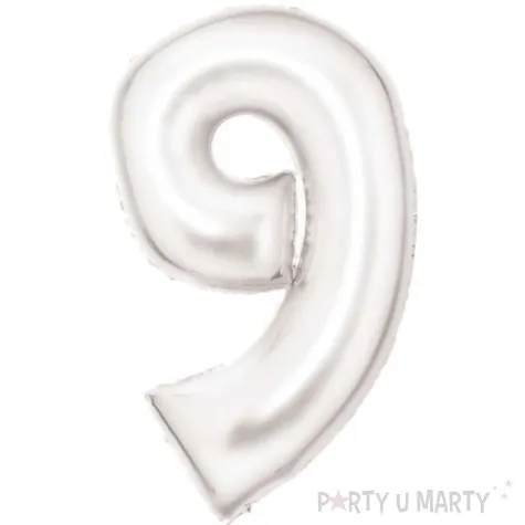 balon foliowy cyfra 9 satynowy bialy amscan 34 dgt
