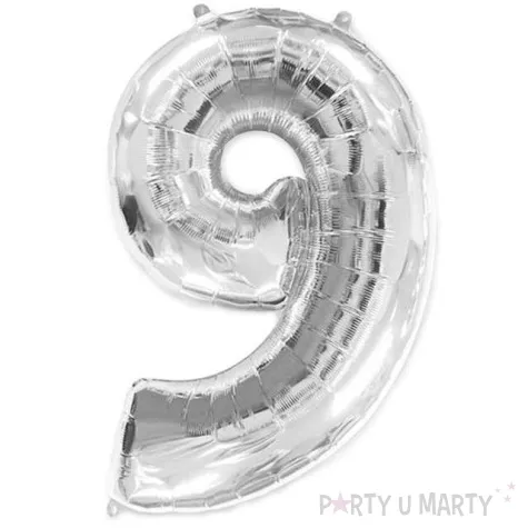 balon foliowy cyfra 9 srebrny flexmetal 34 dgt
