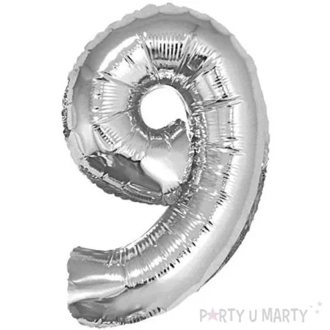 balon foliowy cyfra 9 srebrny godan 14 dgt
