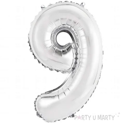 balon foliowy cyfra 9 srebrny godan 14 dgt