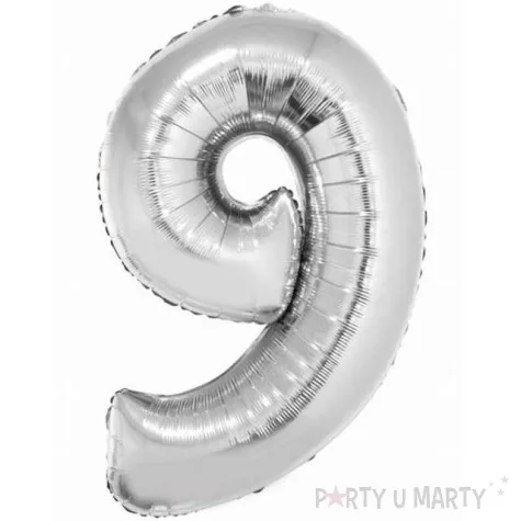 balon foliowy cyfra 9 srebrny godan 34 dgt