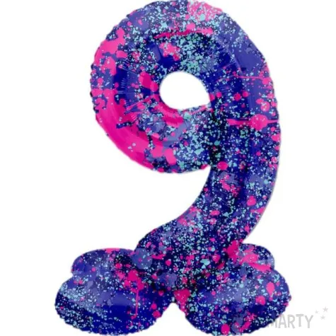 balon foliowy cyfra 9 stojaca galaxy splash folat 17 dgt