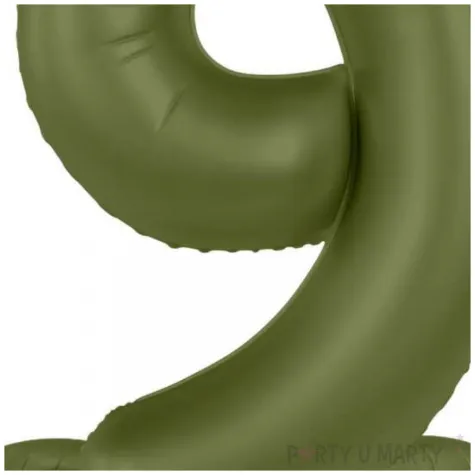 balon foliowy cyfra 9 stojaca oliwkowy folat 34 dgt