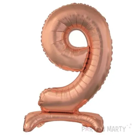balon foliowy cyfra 9 stojaca rozowe zloto godan 29 dgt