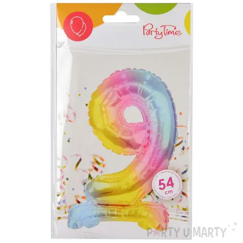 balon foliowy cyfra 9 stojaca teczowa arpex 16 dgt