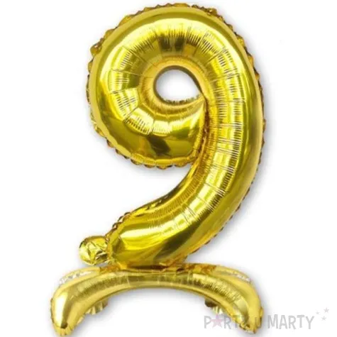 balon foliowy cyfra 9 stojaca zloty dekoracjepolska 15 dgt