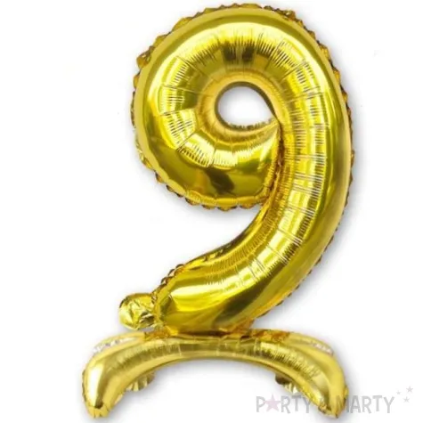 balon foliowy cyfra 9 stojaca zloty dekoracjepolska 30 dgt