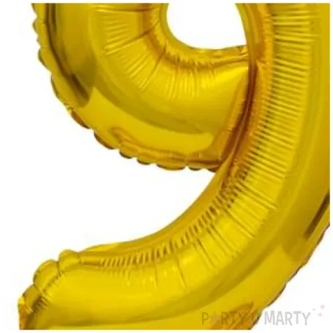 balon foliowy cyfra 9 stojaca zloty godan 15 dgt