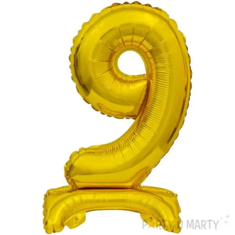 balon foliowy cyfra 9 stojaca zloty godan 15 dgt