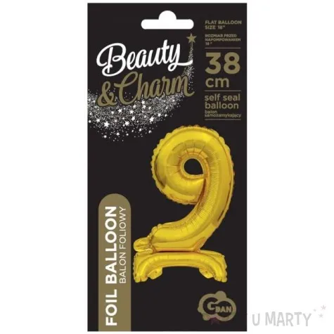 balon foliowy cyfra 9 stojaca zloty godan 15 dgt