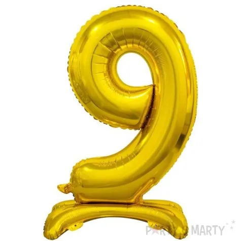 balon foliowy cyfra 9 stojaca zloty godan 29 dgt
