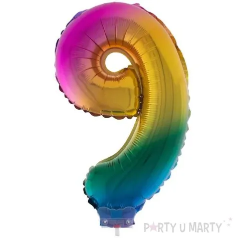 balon foliowy cyfra 9 teczowy funny fashion 16 dgt